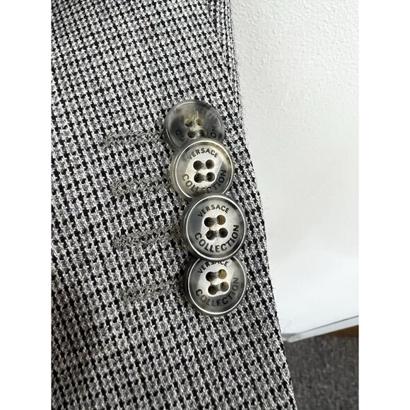 Versace Collection Wool Blazer  Sports Coat Gray houndstooth  Sz 54 - Picture 10 of 15
